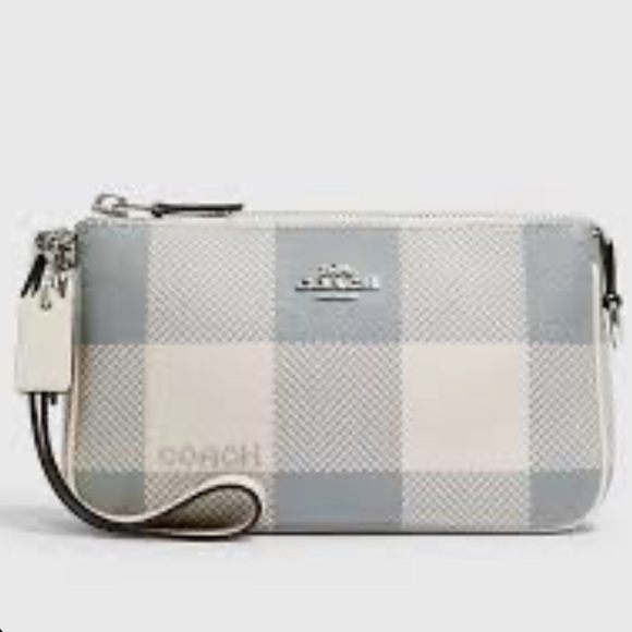 Coach Nolita 19 bag purse in buffalo plaid chalk / gray with pink cherry charm - Picture 6 of 10